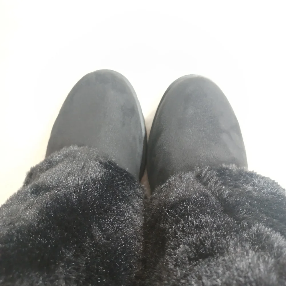 NWT Lane Bryant Boots 3 Ways to Wear Black Suede like Fur like Material Size 11W